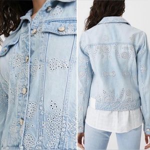 NWOT Desigual Embroidered Slim Denim Jacket